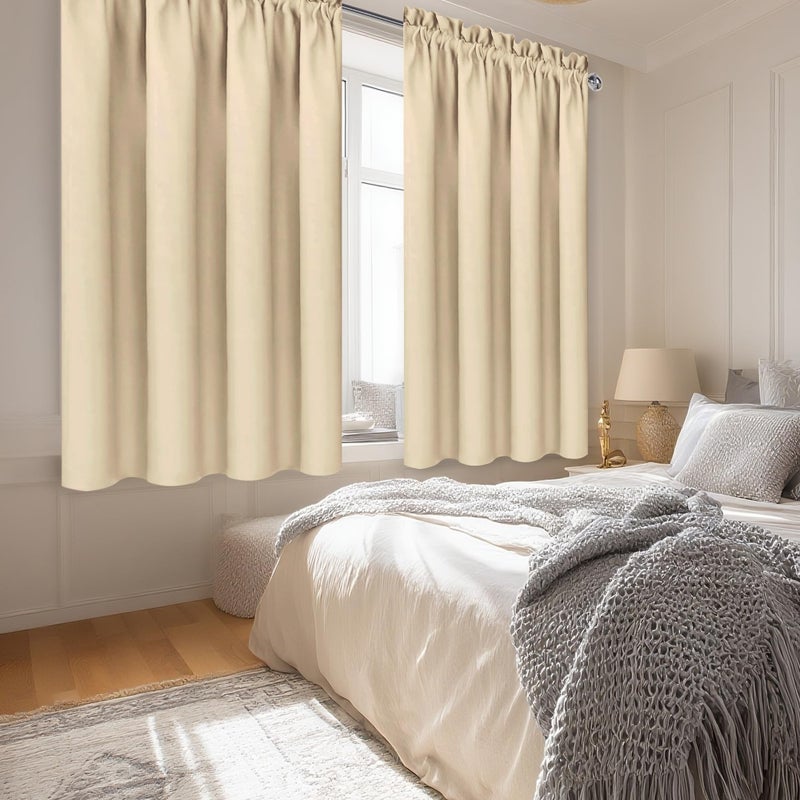 DWCN Beige Blackout Curtains for Bedroom â€“ Rod Pocket Thermal Insulated Energy Saving Drapes for Living Room and Bedroom, W 42 x L 54 Inch, 2 Panels - Image 3